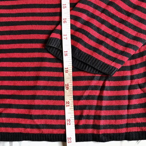 Sag Harbor Women’s Size Large Red & Black Striped Long Sleeve Top Shirt - Picture 5 of 6